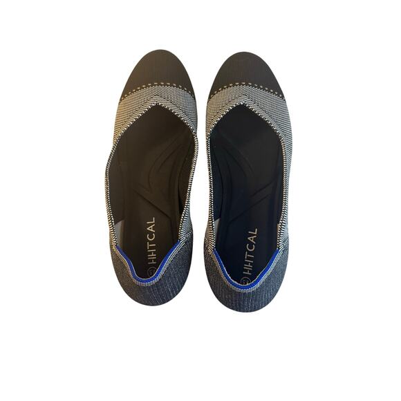 Rothy’s Women’s Grey Mist Captoe Black and White Ballet Shoes Flats Size 9.5 - Picture 8 of 13